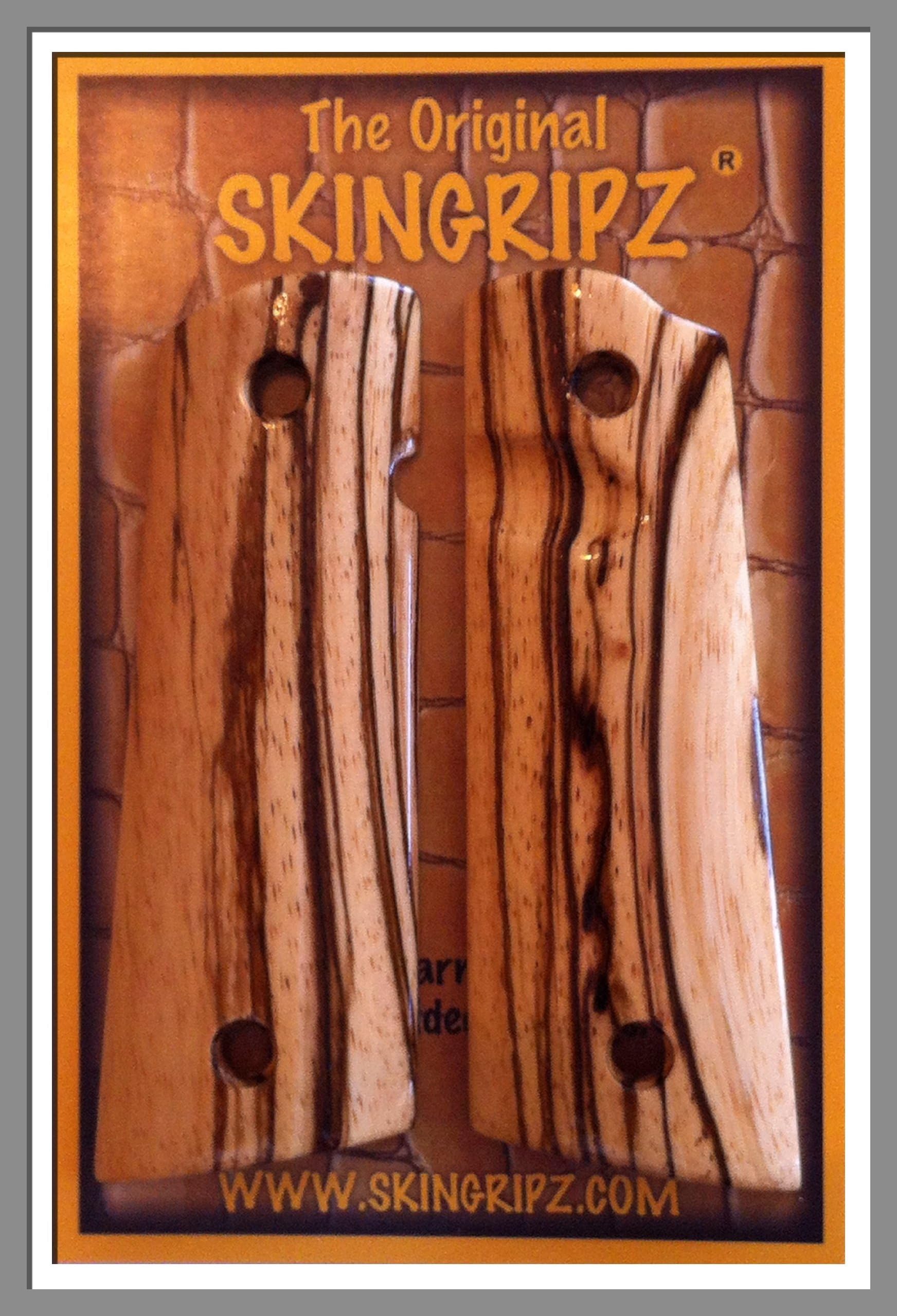 Expedition Zebrawood 1911 Grips (Full Size-Magwell) -Original Brand ! Pistol Grips - Exotic Wood, Light Weight, Made in USA by Veterans !
