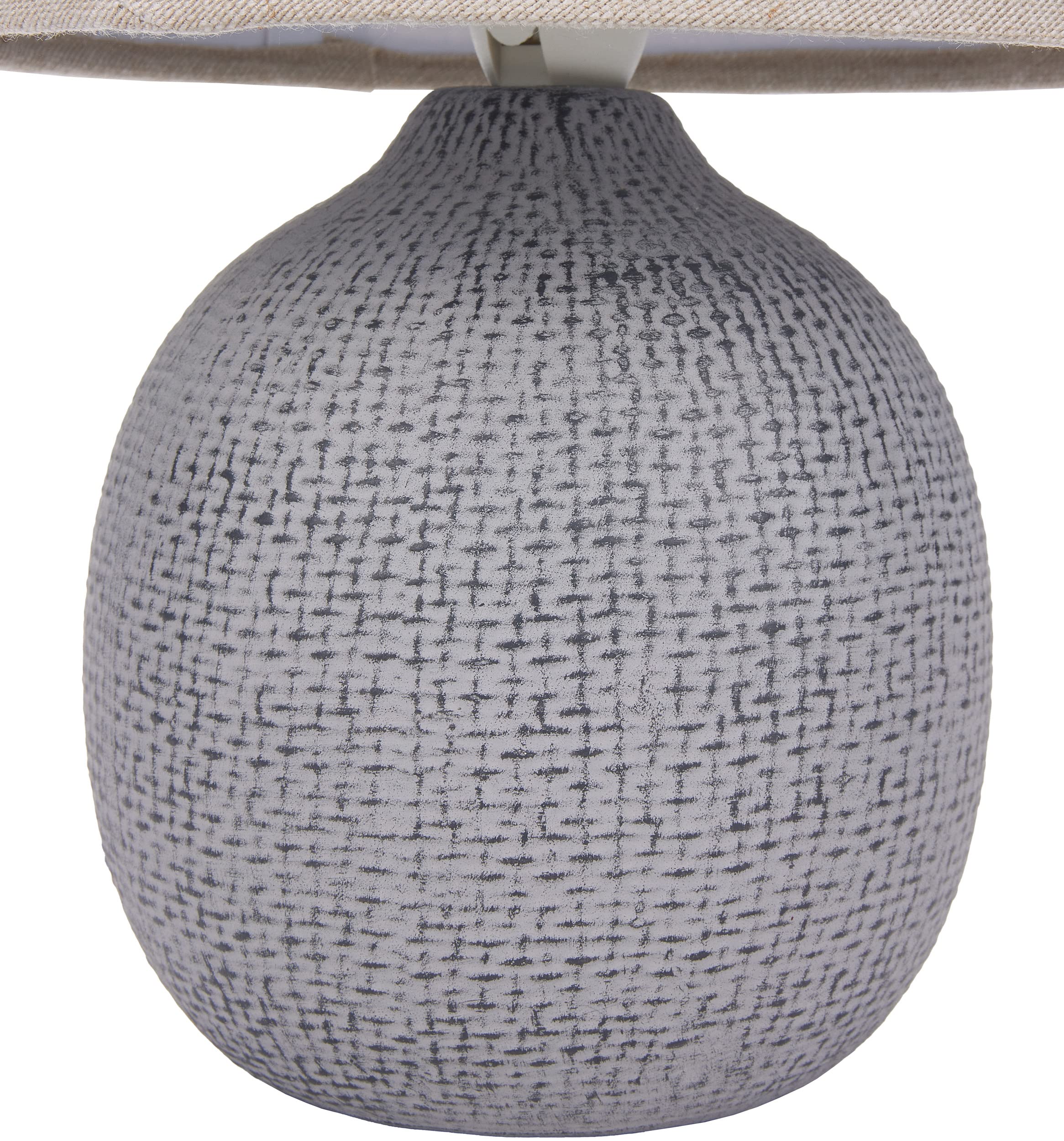 BRUBAKER Lampada Da Tavolo In Ceramica Con Paralume In Lino Beige - 28,5 Cm - Stile Etnico Per Comodino O Salotto