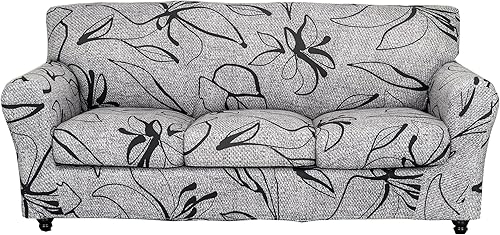 Miniatura 33 de CRFATOP Funda elástica para sillón de 2 piezas, suave y ajustable, con brazos, protector de muebles lavable para sala de estar, mascotas, perros,