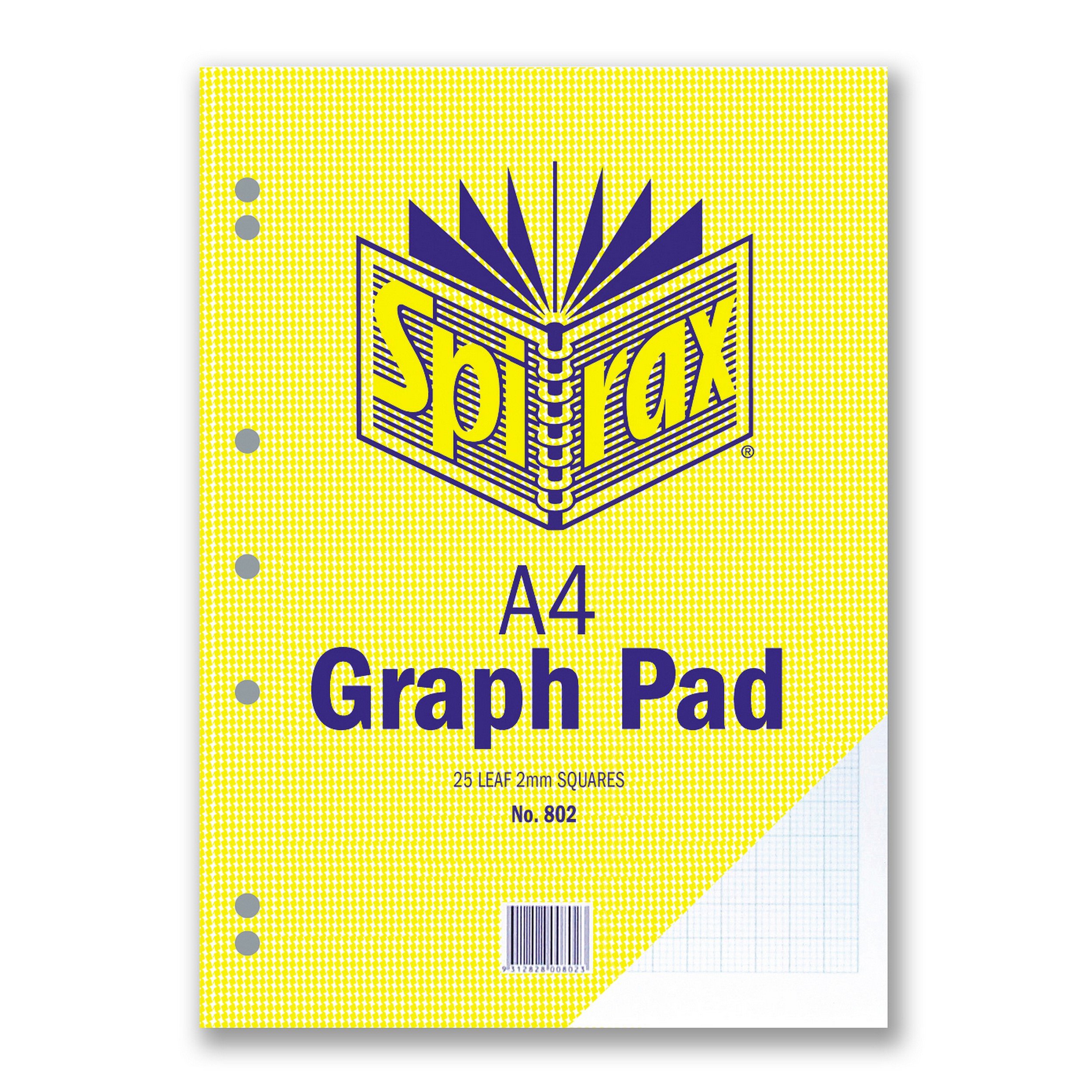 Spirax Lot de 10 blocs de 25 feuilles quadrillées A4 2 mm 802