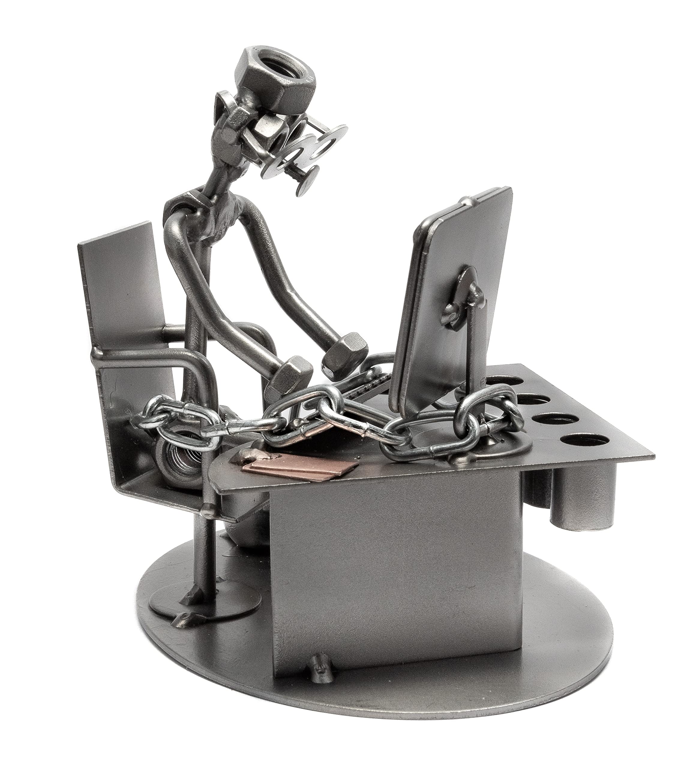 STEEMO Schraubenmännchen Büro Workaholic Geschenk Stiftehalter 16x12x16 cm
