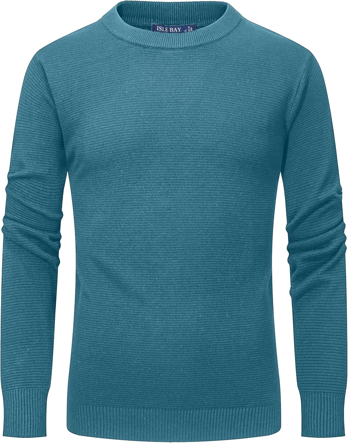 Isle Bay Linens Men's Crewneck Sweater, Pullover for Men, Long Sleeve. Lake Blue Large