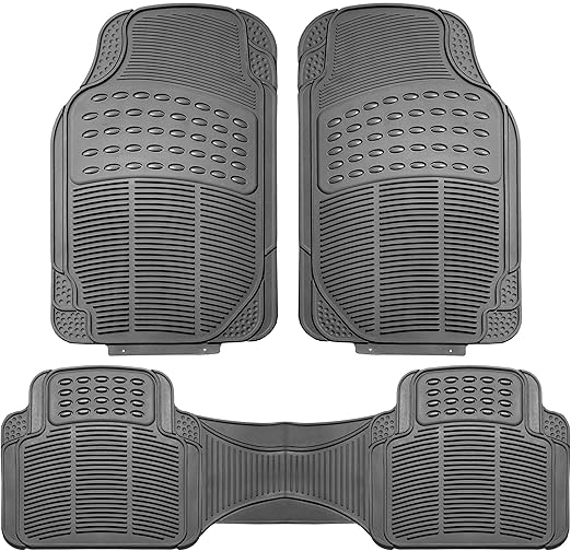 FH Group Car Floor Mats - Heavy-Duty Rubber Floor Mats for Cars, Universal Fit Full Set, Trimmable Automotive Floor Mats, ClimaProof Floor Mats For Most Sedan, SUV, Truck Floor Mats Gray