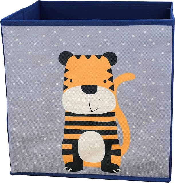 Animal Design Storage Box Foldable Toy Chest Kids Room Organiser Basket Storage Cubes Container (Tiger)