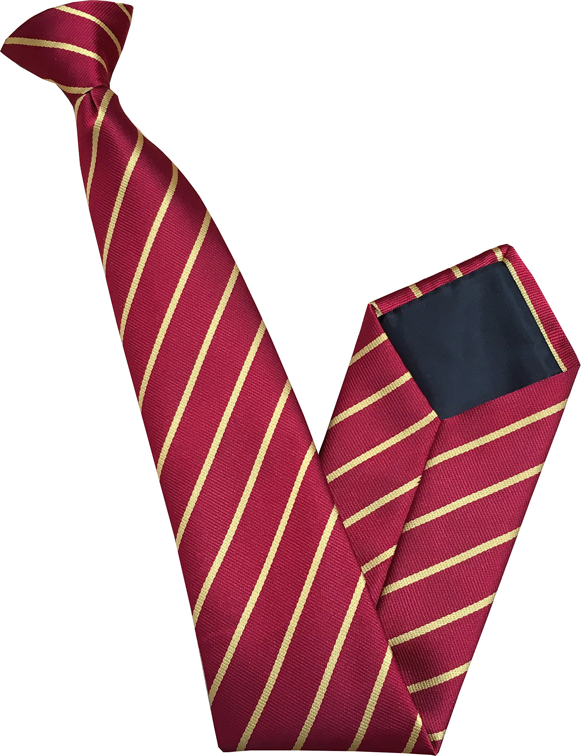 Men's Red with Slim Gold Stripe Clip On Neck Tie