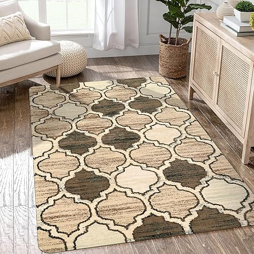 Lahome - Alfombra marroquí, lavable, 3' x 5', pequeña, antideslizante, decorativa, fina, pelo bajo, estampada y envejecida, para sala, dormitorio, disponible en Yaxa Venezuela