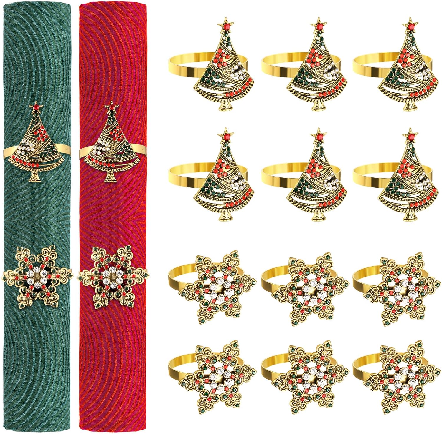 Shinowa Christmas Napkin Rings Set of 12, Sparkling