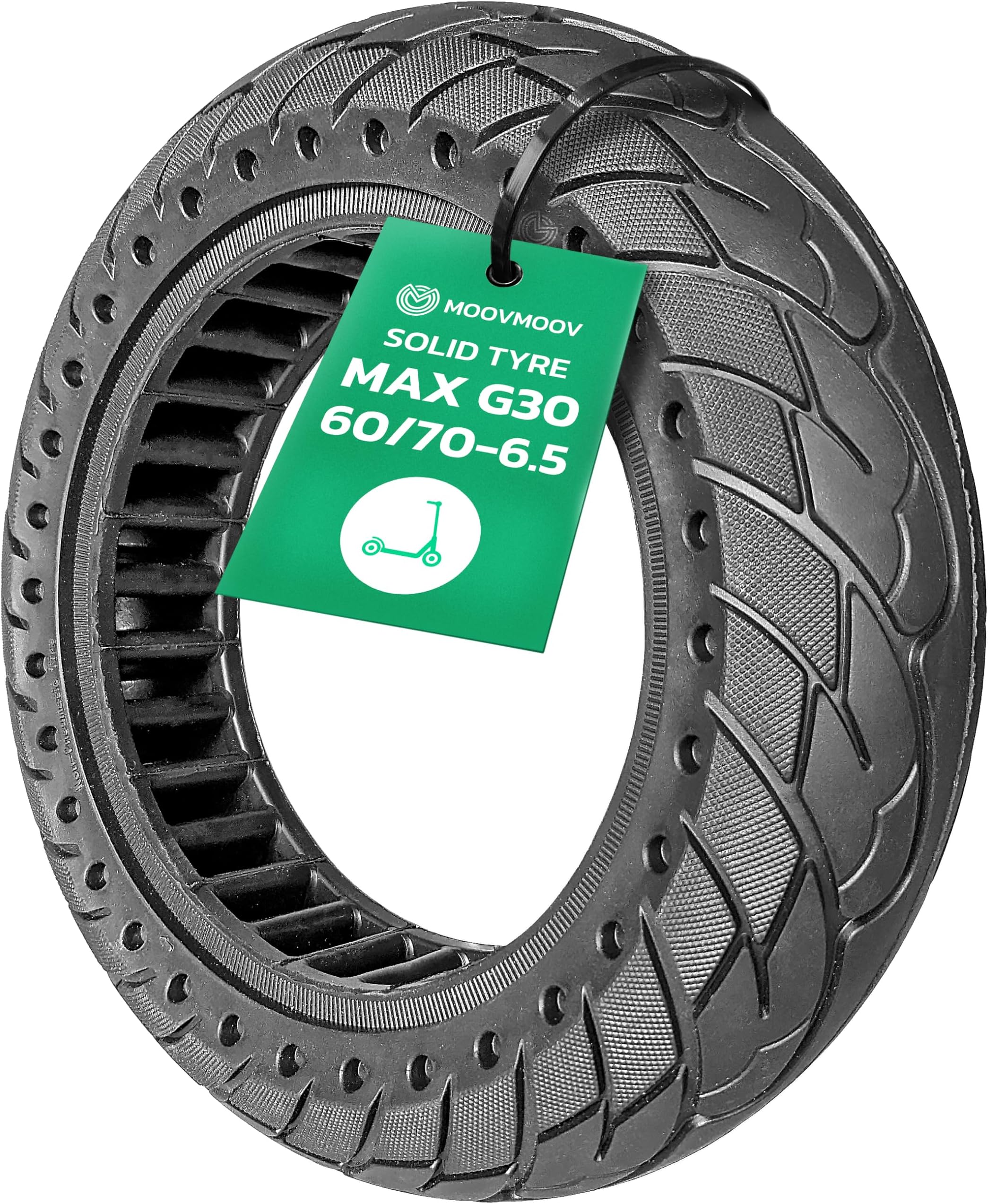Solid Tyre 10x2.5 compatible with Ninebot Max G30 Scooter - Replaces Tubeless Tire 60/70-6.5 - Solid 10 inch Anti-Puncture Tire - Video Tutorial Included