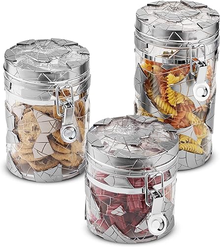 Miniatura 5 de Recipiente hermético de cocina (juego de 3)  Contenedores de almacenamiento de alimentos en tamaños de 32, 22 y 15 onzas  Organizadores de despensa