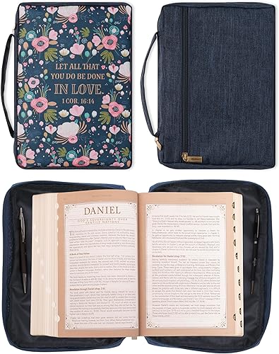 Miniatura 2 de Funda de lona para hombres y mujeres con cremallera para Biblia o libro con asa.