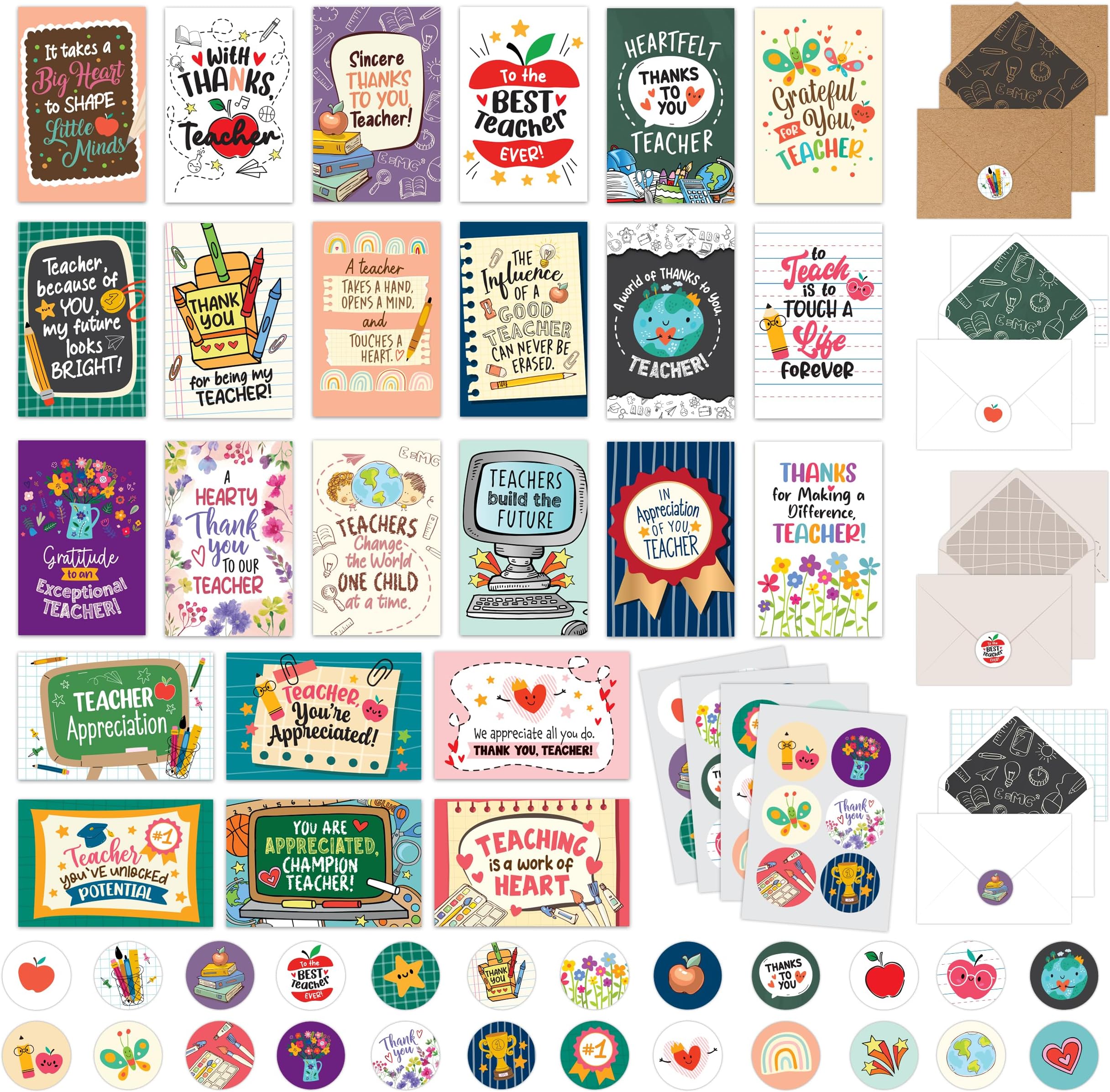 ceiba tree 24 Pack Thank You Cards for Teachers Painting