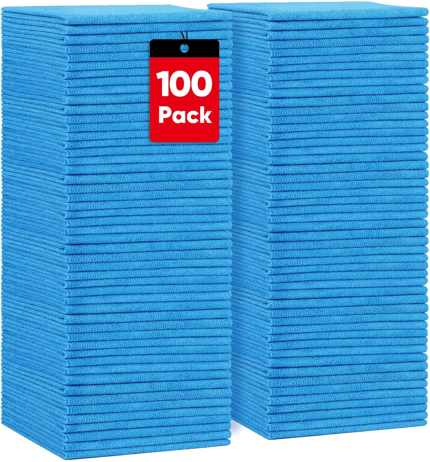 HOMEXCEL Blue Microfiber Cleaning Cloths 100 Pack, Reusable Cleaning Rags Shop Towels - Bulk Multipurpose Microfiber Towels, Lint Free Cleaning Towels for Car, House & Kitchen, 11.5 x 11.5 inch