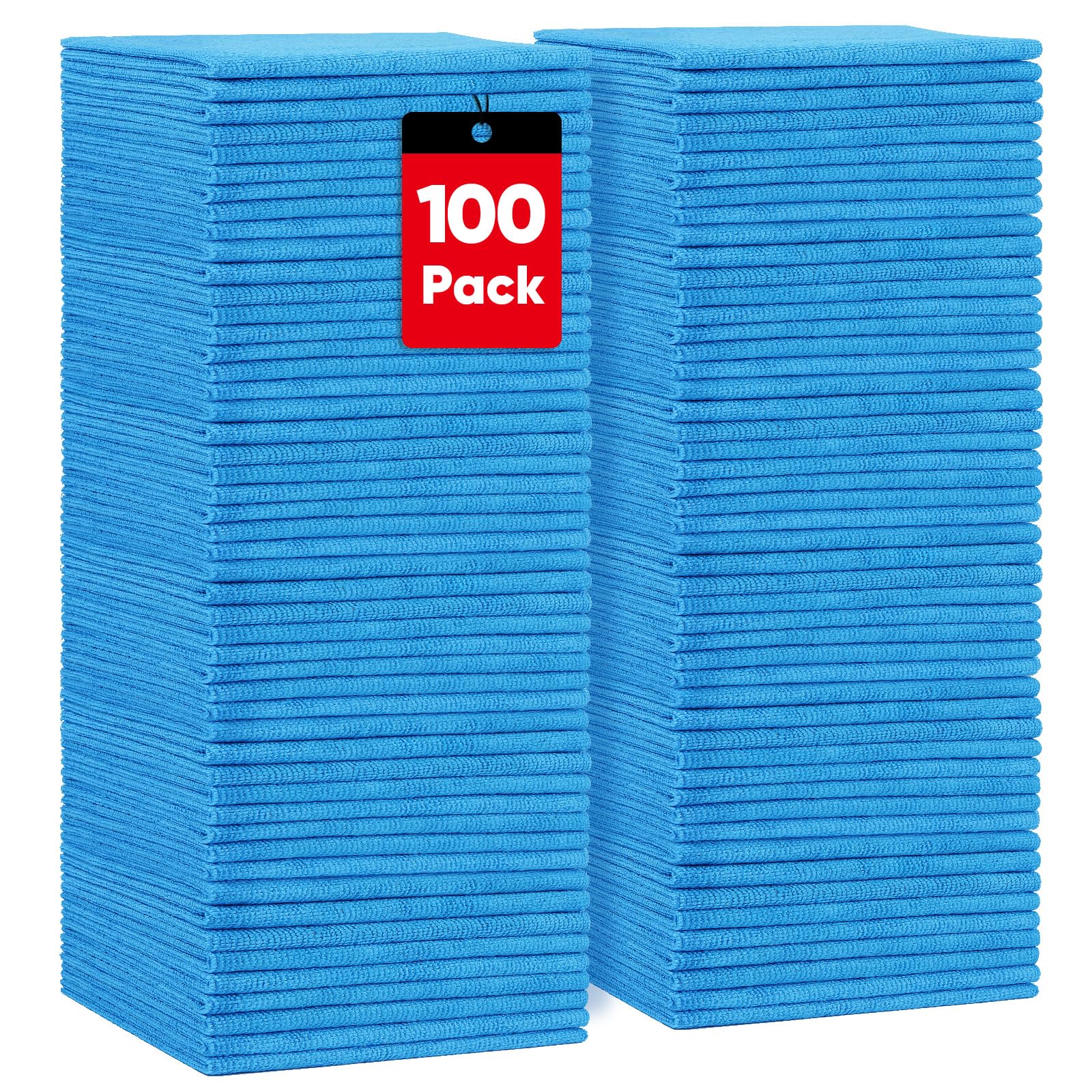 HOMEXCEL Blue Shop Towels 100 Pack, Reusable Microfiber Towels for Cars, Bulk Multipurpose Microfiber Cleaning Cloths, Lint Free Cleaning Rags for Car, House and Kitchen, 11.5 x 11.5 inch