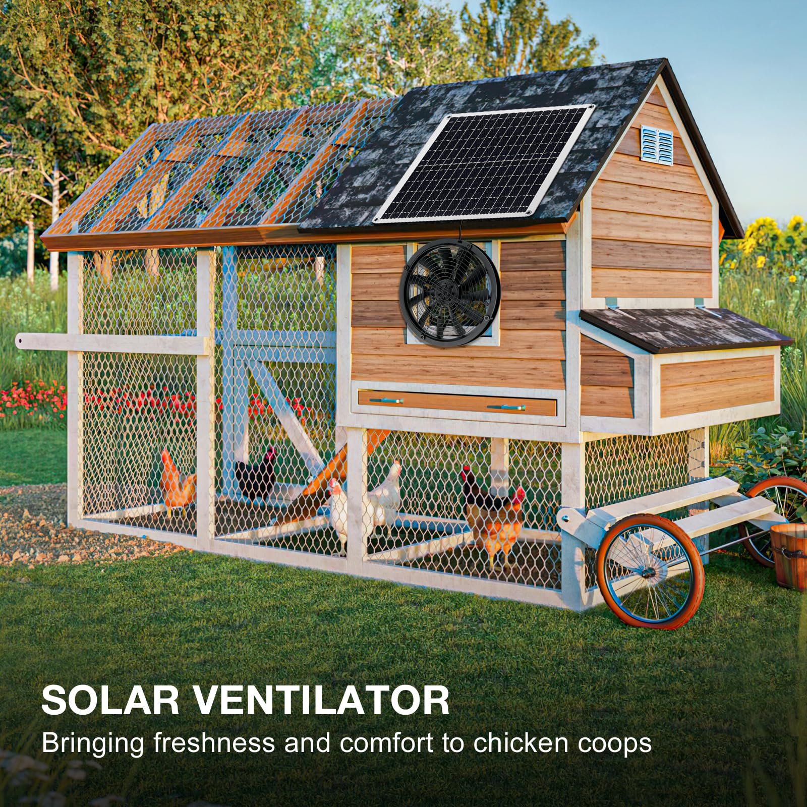 Ventilatore di scarico a energia solare, 20 W, in silicio monocristallino, a energia solare, per polli, serre, animali domestici, scarico finestre