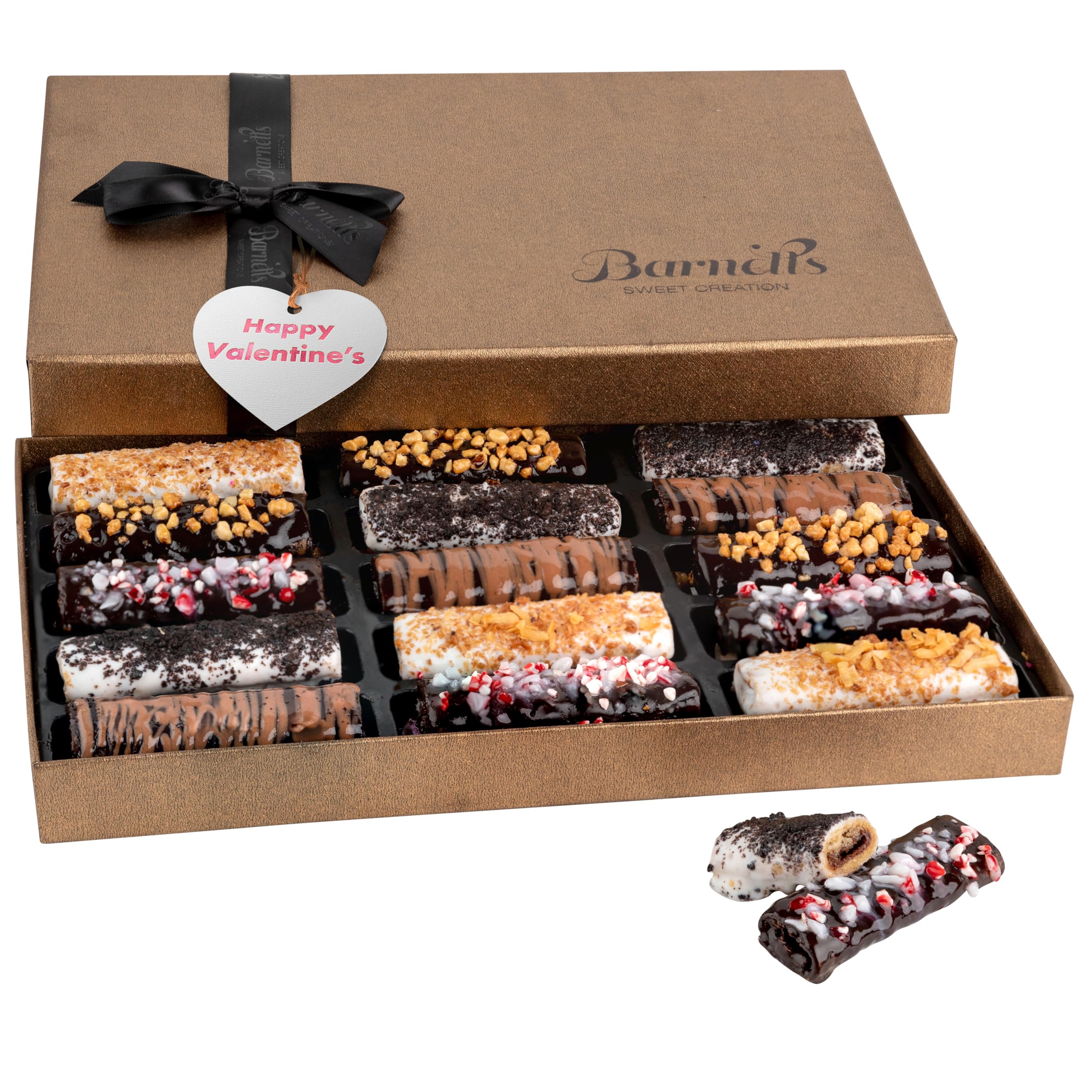 Barnetts Valentines Day Chocolate Gift Baskets, 15 Crepes Cookie Chocolates Candy Box for Valentine, Gourmet Chocolate Covered Cookies Gifts, Men, Women, Husband, Wife, Him, Her Food Delivery Ideas Basket