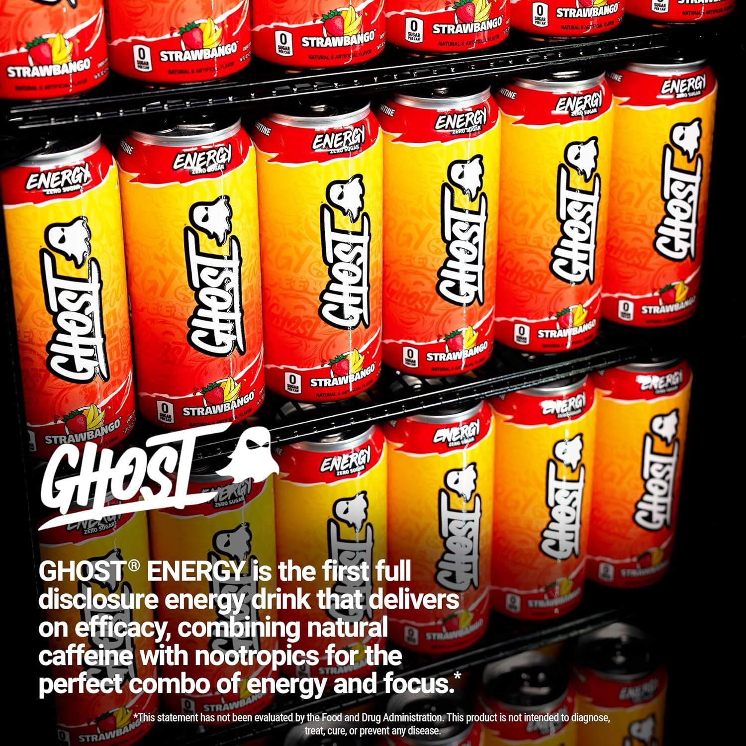 GHOST Energy Drink - 12-Pack, Strawbango, 16oz - Energy & Focus & No Artificial Colors - 200mg of Natural Caffeine, L-Carnitine & Taurine - Gluten-Free & Vegan - Image 6