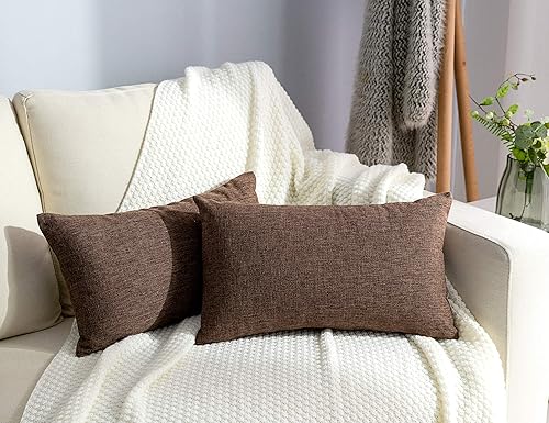 Stellhome Juego de 2 fundas de almohada rectangulares de lino para otoño, decorativas, para decoración del hogar, 12 x 20 pulgadas (11.8 x 19.7 in),