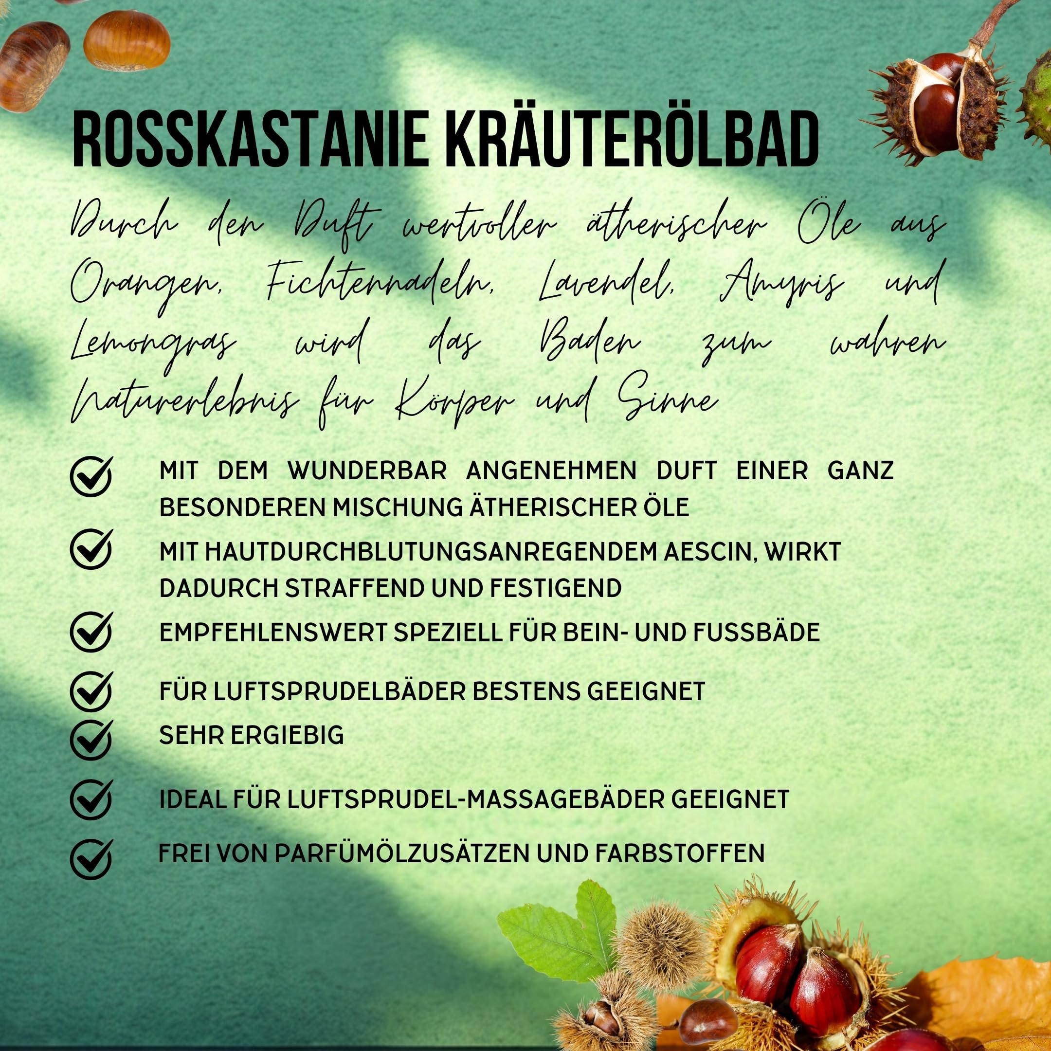 Rosskastanie Kräuterölbad – mit Aescin, straffend & wohltuend für Beine & Füße, 500 ml