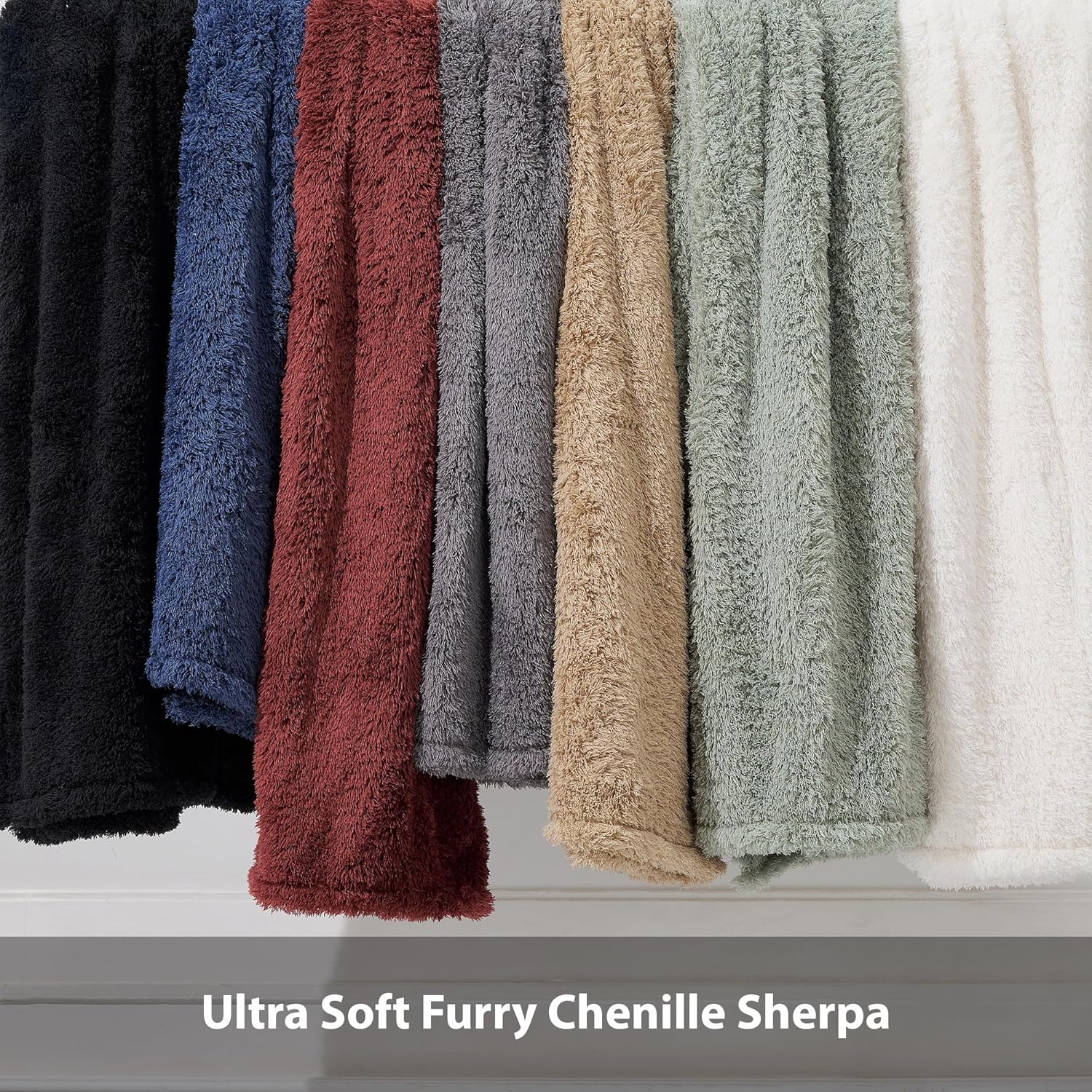 Cozy Chenille Sherpa Throw Blanket - Soft, Plush, Fluffy Sofa and Bed Throw, Great Gift for Women, Teens - All Season Home Décor (Light Brown, 66" x 90")