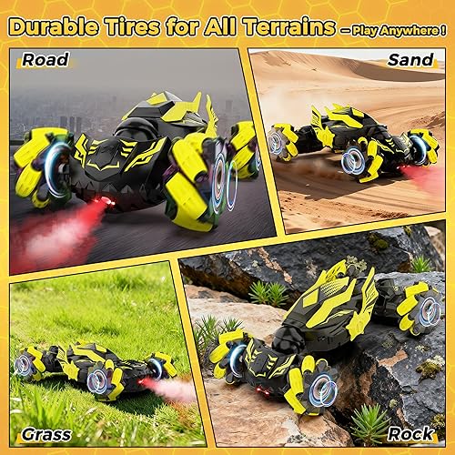 Miniatura 4 de Auto de acrobacias RC con detección de gestos, juguetes para niños de 6 a 12 años, auto controlado a mano a control remoto de 2.4 GHz y 4 WD,
