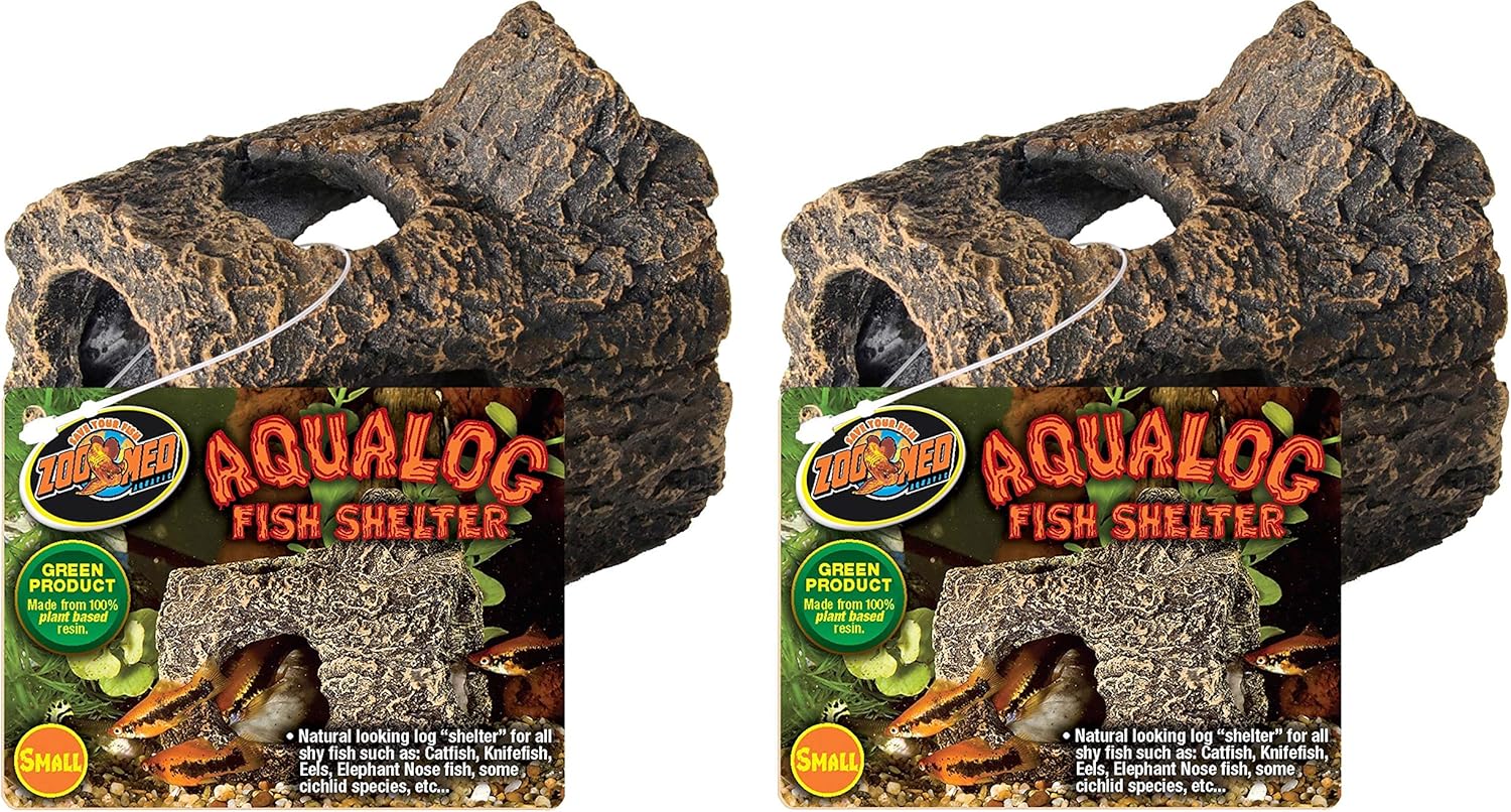 Zoo Med 2 Pack of Sinking AquaLog Fish Shelters, Small