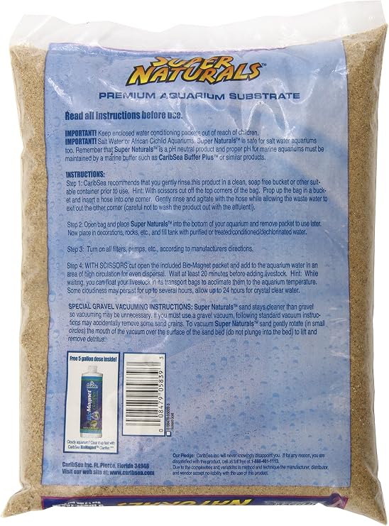 Carib Sea ACS05839 Super Natural Sunset Gold Sand for Aquarium, 5-Pound