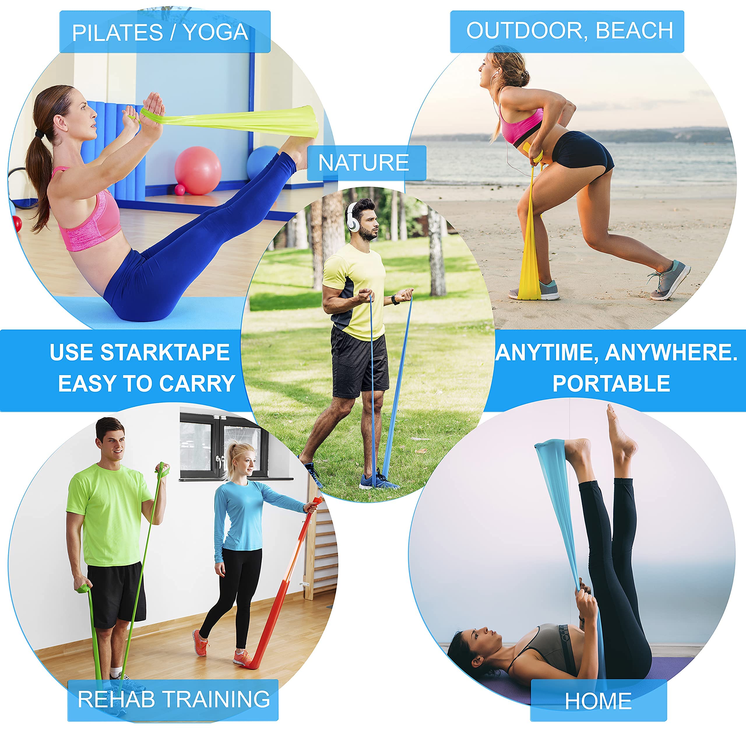 Amazon.com: Starktape Resistance Bands Bundle. 5 Bands Set