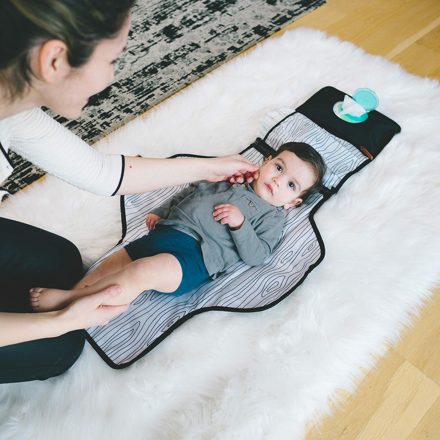 Frolickly Portable Diaper Changing Pad | Extra Long 33" Inch Changing Mat for Newborns and Toddlers | Protect Baby's Head with Diaper Pocket Pillow | Waterproof Travel Changing Pad : Baby