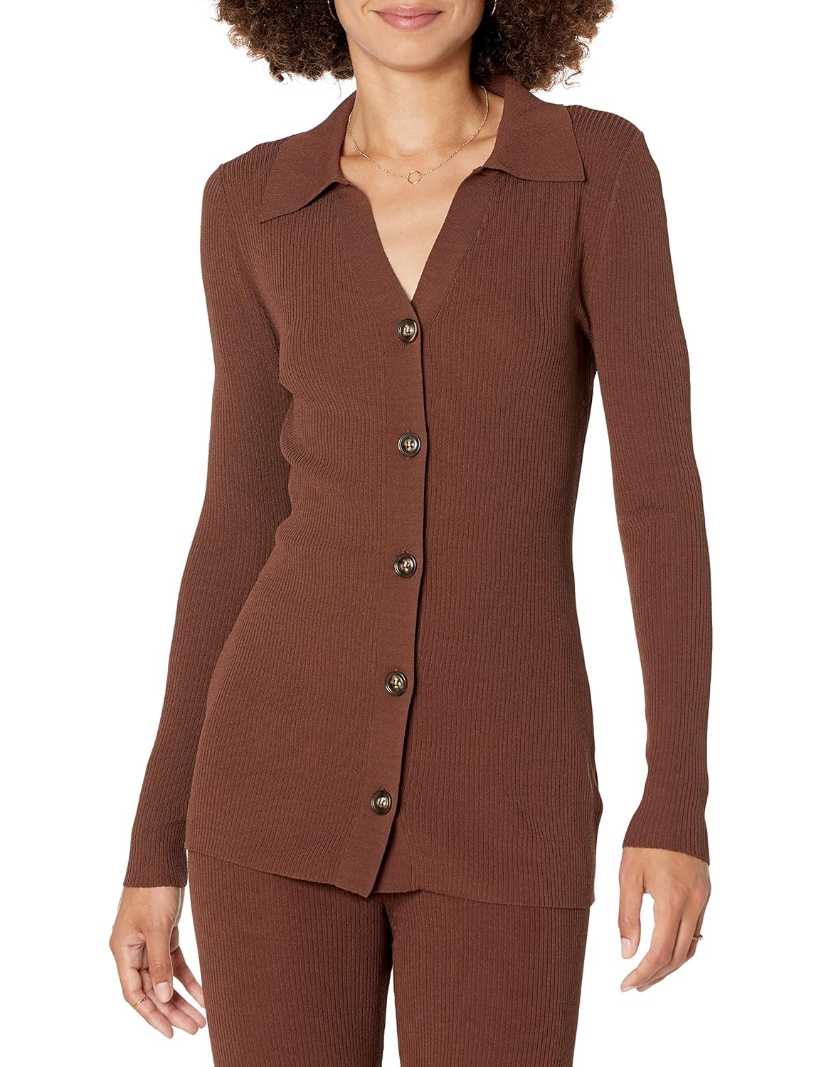 The Drop Womens Constance Rib Button-Down Sweater