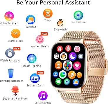 Akıllı Saat Cevaplama/Arama Yapma, 2,01 Akıllı Saat Erkek Kadın, Kan Basıncı, Uyku Monitörü, Adım Sayacı, 110+ Spor, Android iOS için Fitness Akıllı Saatleri