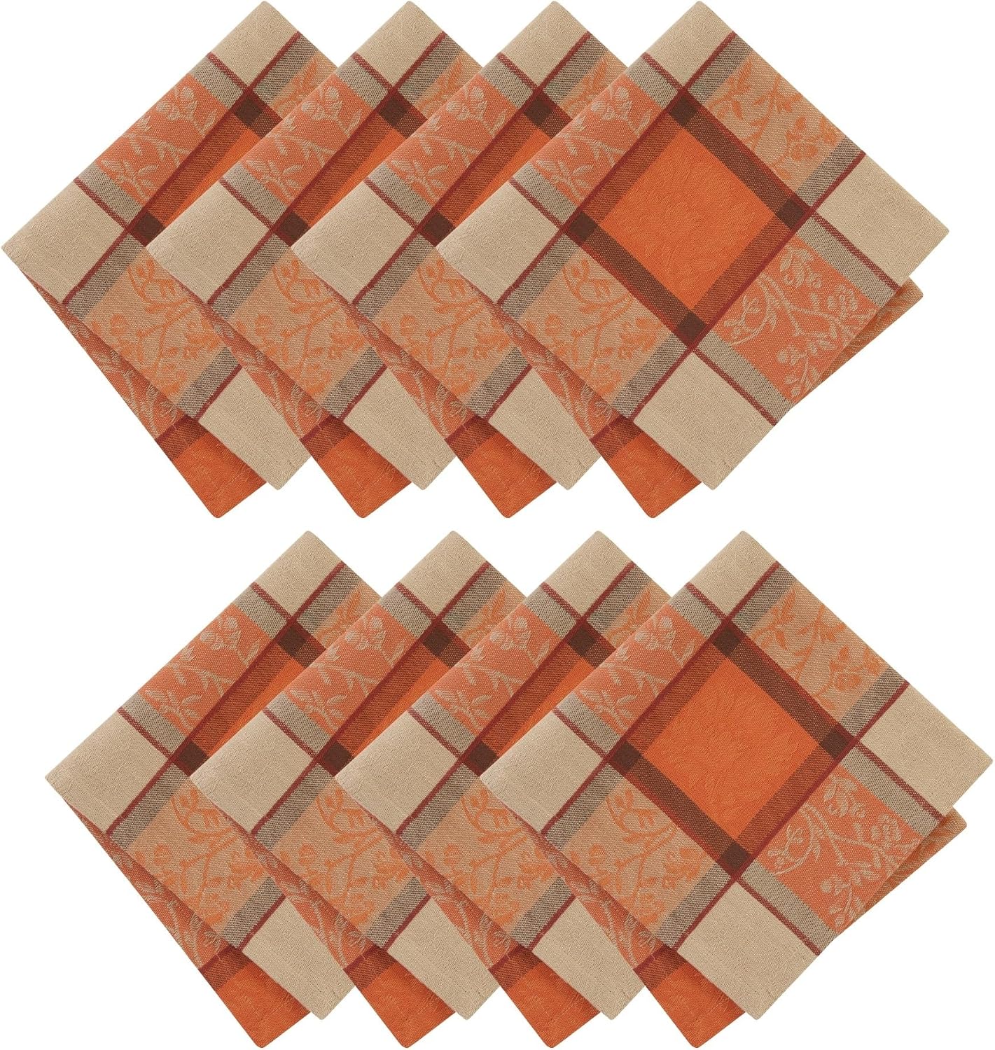 Threadmade Autumnal Harvest Jacquard Napkins, Set of 8, Multicolor - 17" W x 17" L