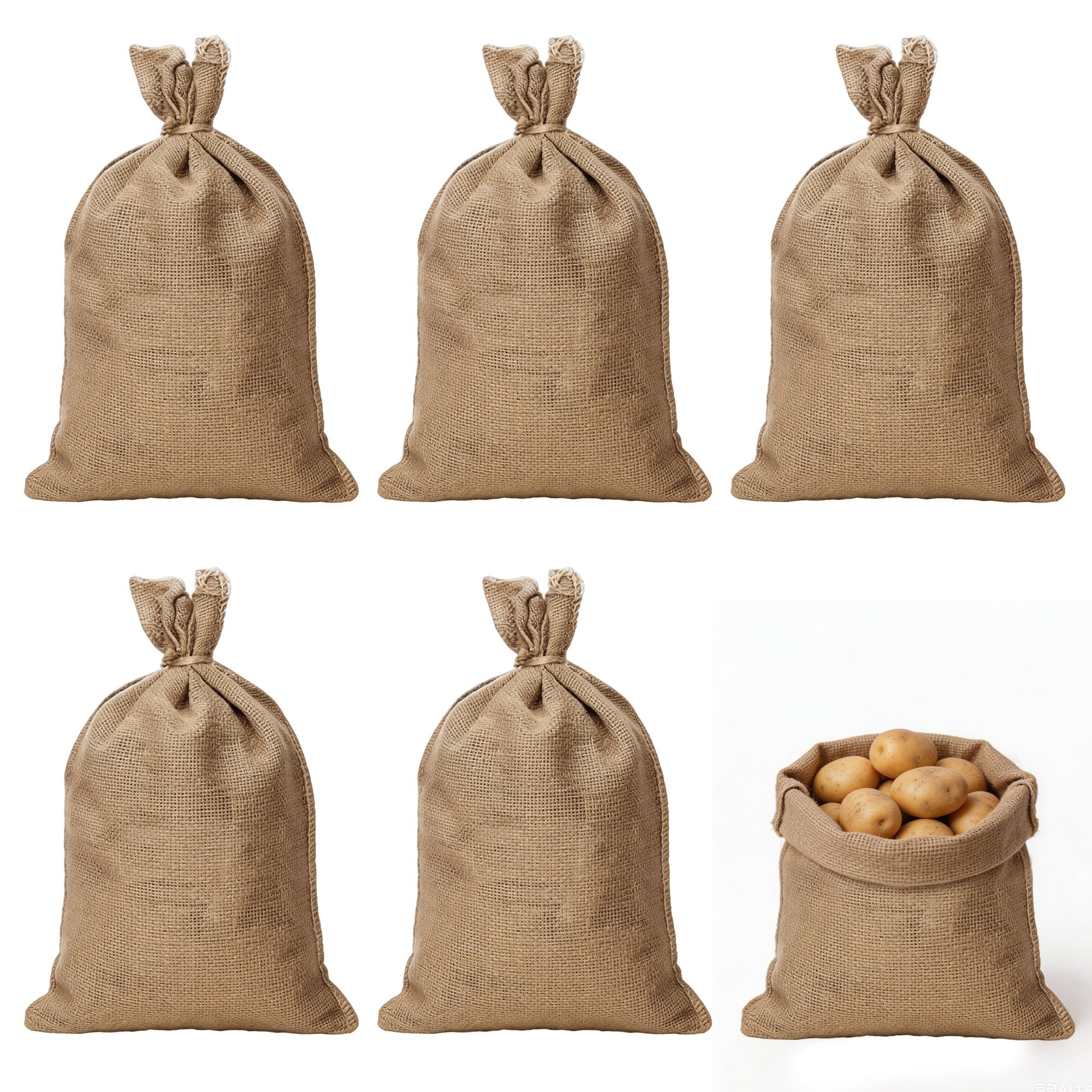 6 Pack Natural Jute Hessian Sacks, 50 x 75 cm Natural Jute Potato Sacks