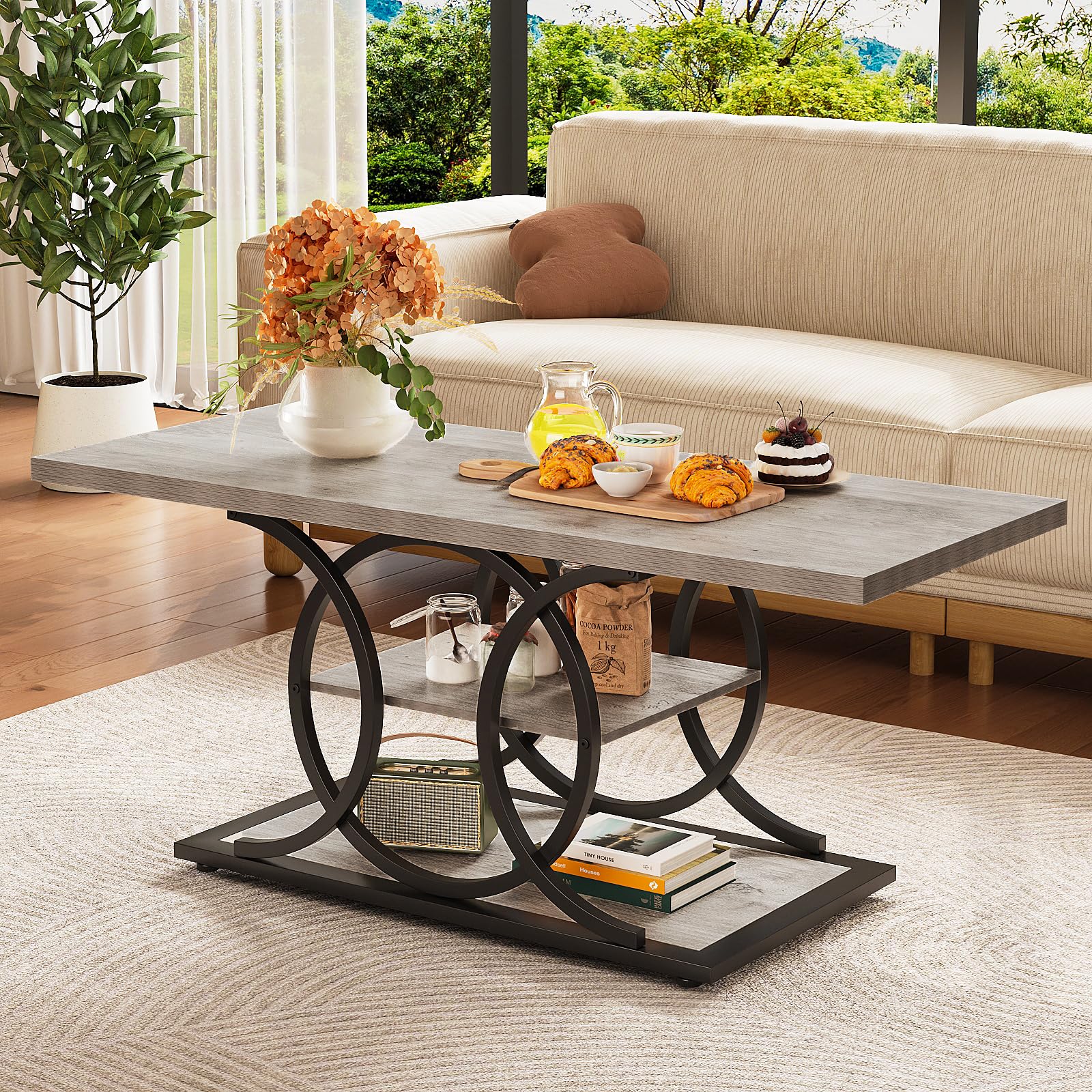Amazon.com: GiftGo Rustic Coffee Table with Storage Industrial 3