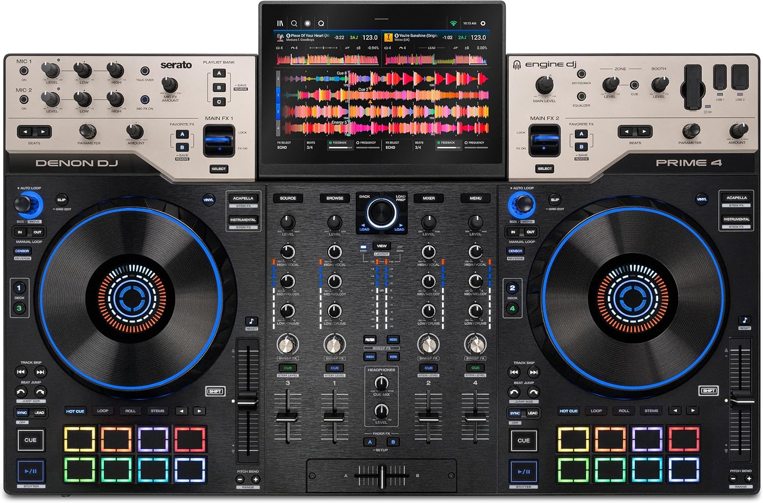Denon DJ PRIME 4 G2 Standalone DJ Controller with Onboard Stems Rendering