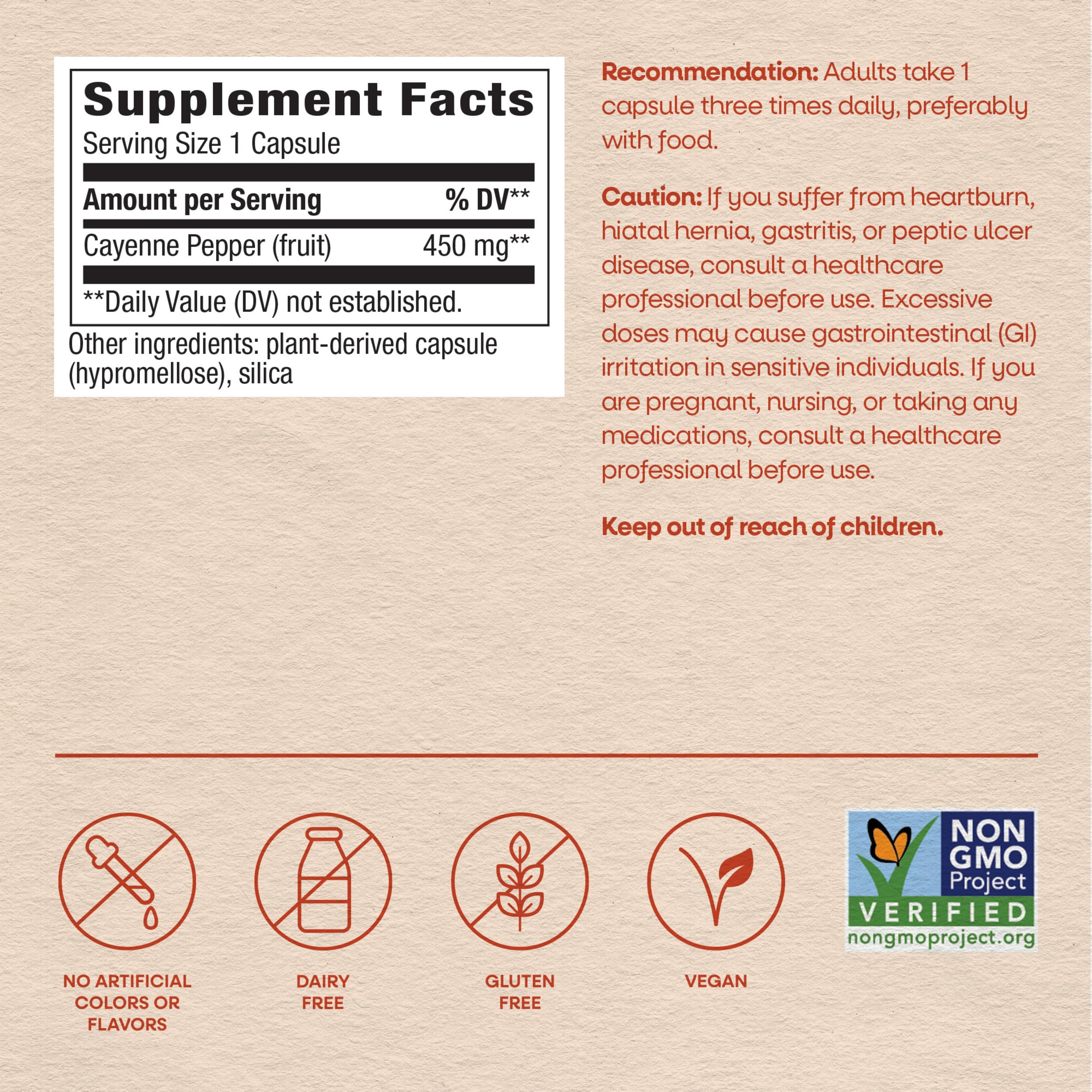 NATURE'S WAY CAYENNE PEPPER 180 CAP EA-1 4