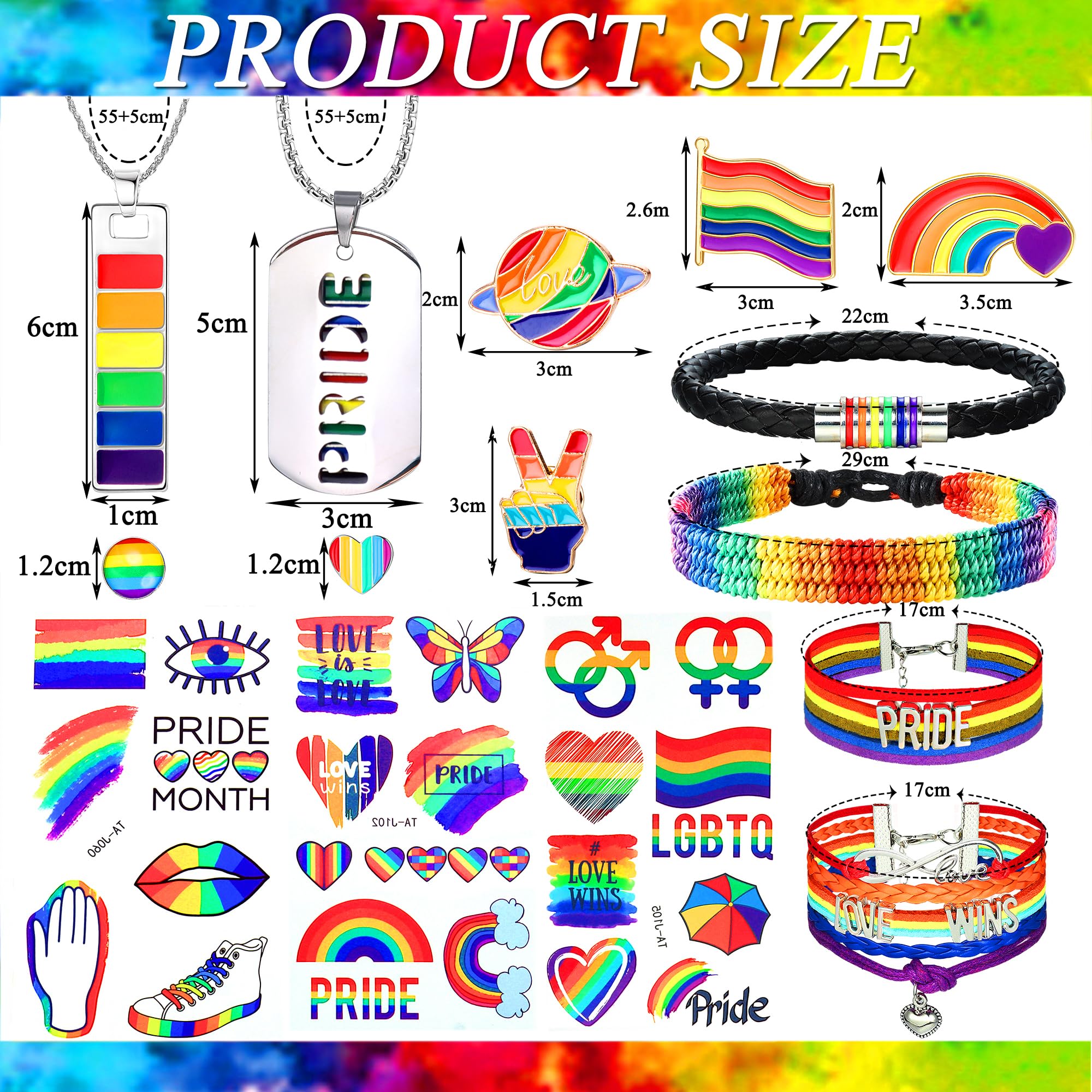 LOLIAS LGBT Accessori LGBT Gay Lesbiche Collana LGBT Braccialetto Arcobaleno Pride LGBT Orecchini Pride Tatuaggi Temporanei Arcobaleno Spille Unisex Lesbiche Gay Pride Gioielli