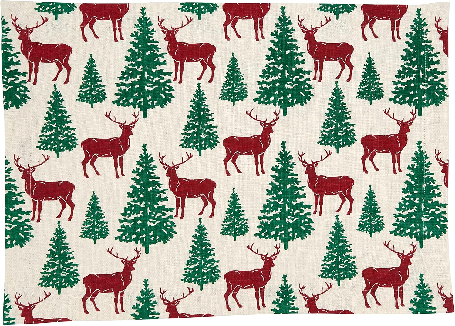 Deer and Christmas Trees Design Placemats (Set of 4)