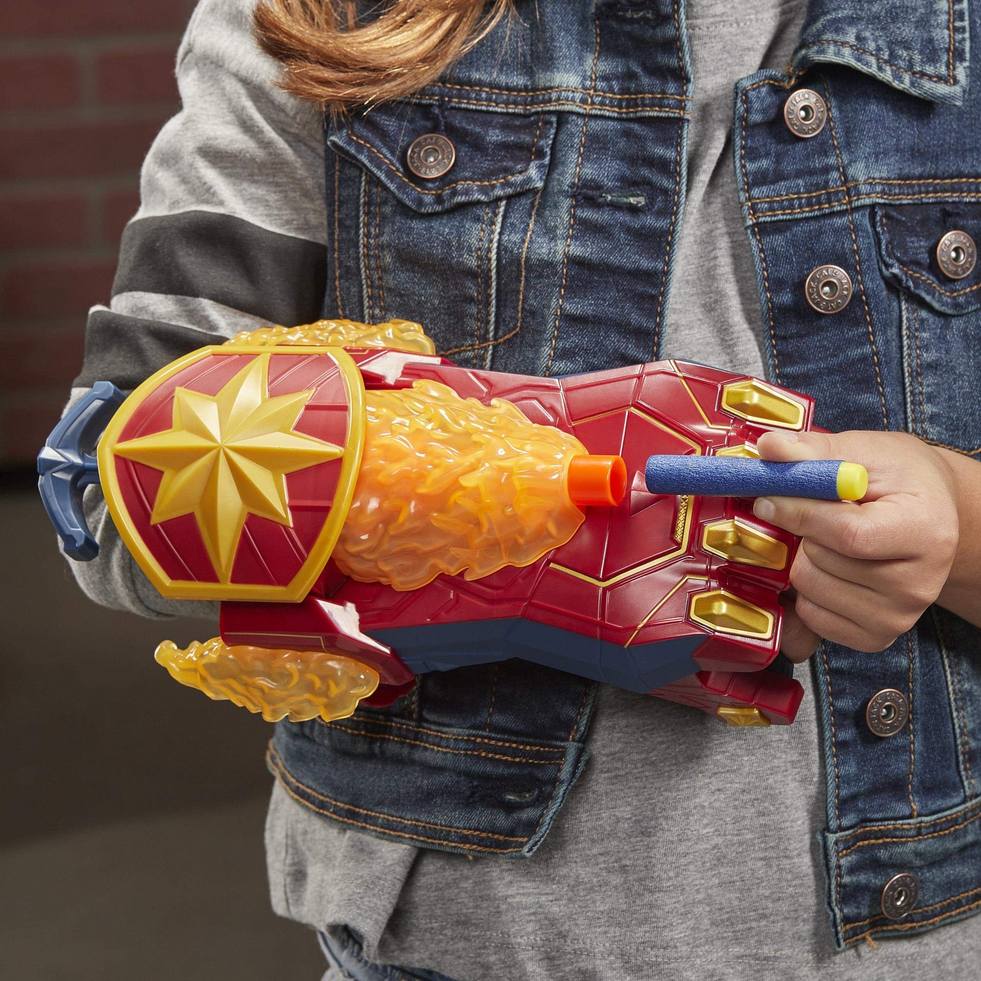 Power Moves Captain Marvel Photon Blaster, NERF Dart Shooting Toy for Kids, Role Play, Toys for Kids 5 Years and Older