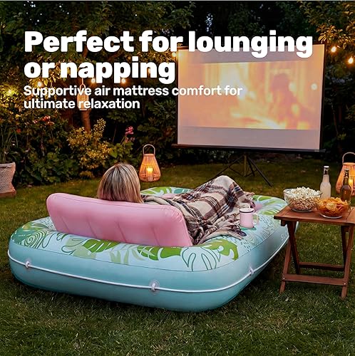 Miniatura 7 de Flotador inflable para piscina de bronceado Sloosh, 70" x 46" flotadores de piscina para adultos con almohada, balsa de tina de bronceado de 4 en 1