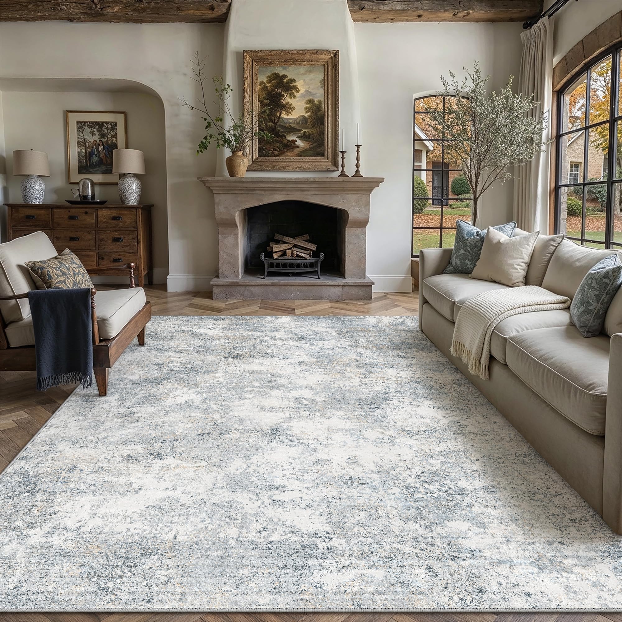 PureCozy Blue Gray Area Rug 8x10 Modern Abstract — image 1