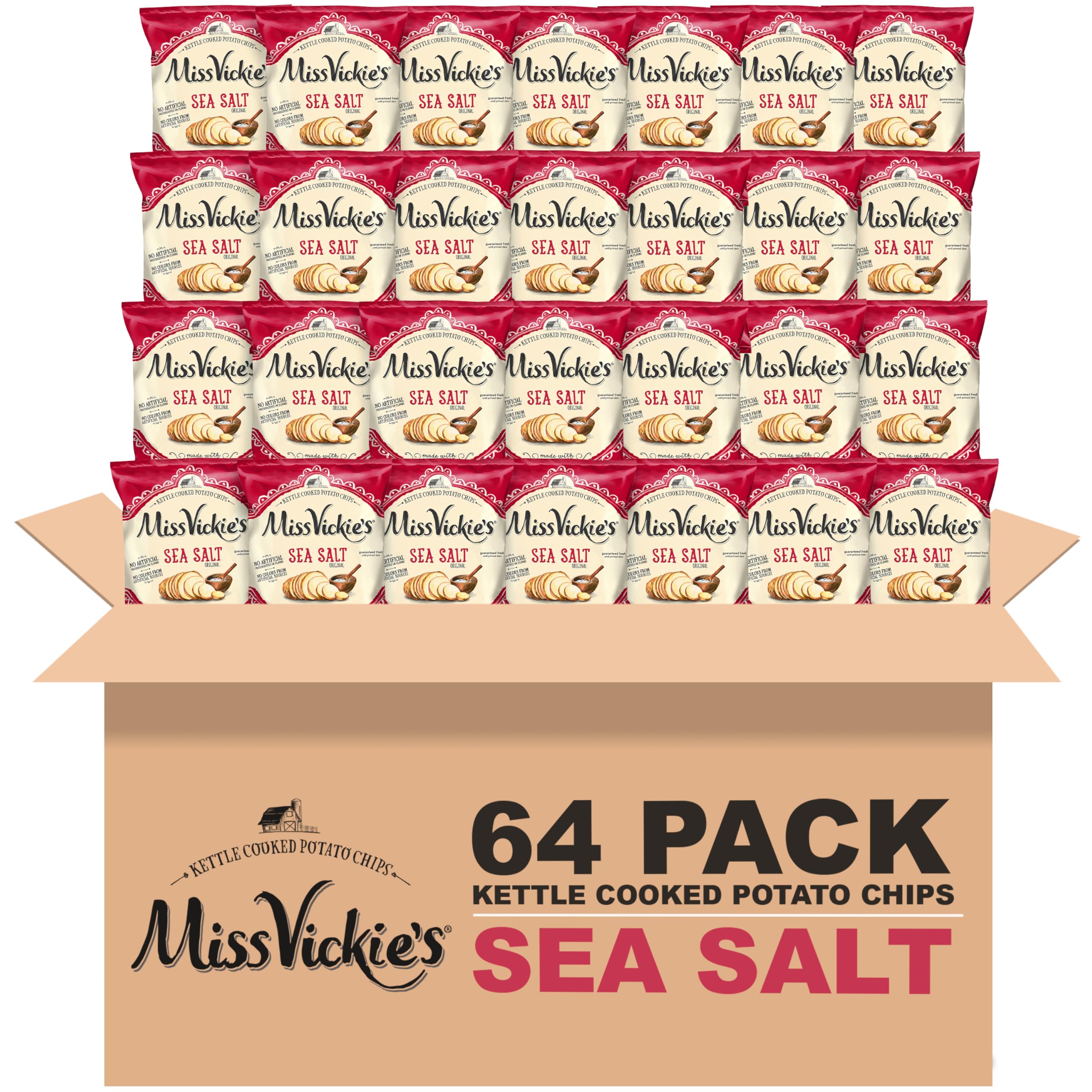 Sea Salt Flavored Kettle Cooked Potato Chips, 1.375 Ounce (Pack of 64)
