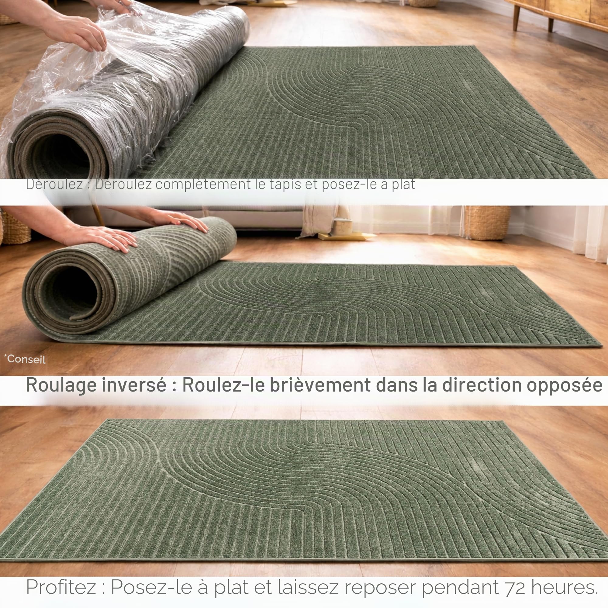 Paco Home Tapis Exterieur Terrasse Salon Cuisine Motif Scandinave Motif Boho Uni, Dimension:160x220 cm, Couleur:Beige 2