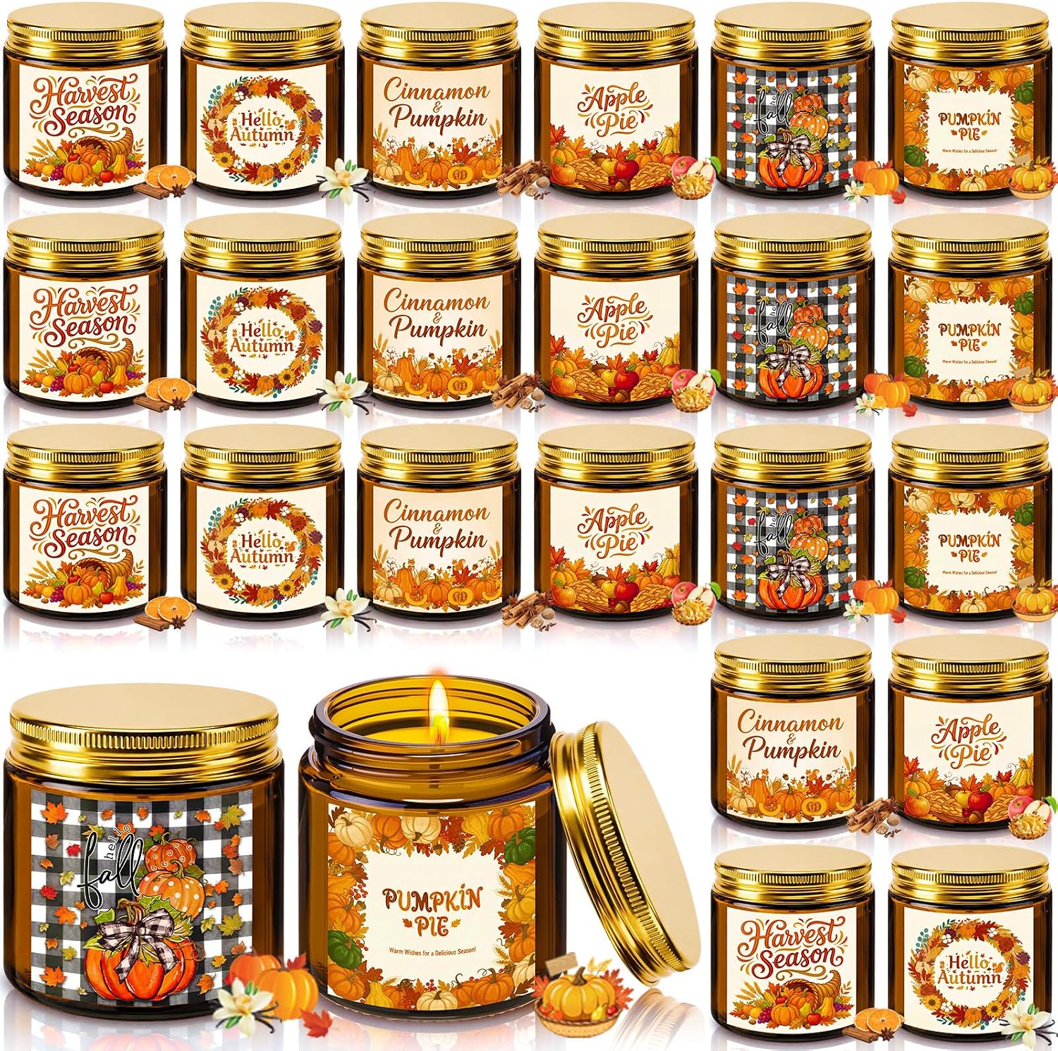 Conelist 24 Pcs Fall Scented Candles Bulk, Mini Soy Candles for Autumn Home