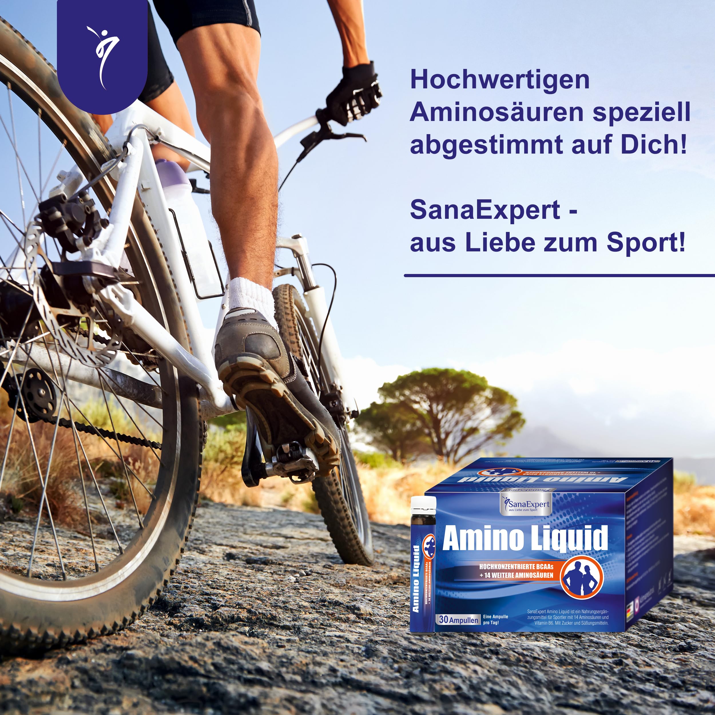 SanaExpert® Amino Liquid - Hochdosiertes Aminosäuren-Konzentrat mit BCAAs & Vitamin B6-30 Trinkampullen à 25 ml - Flüssige Form - Made in Germany