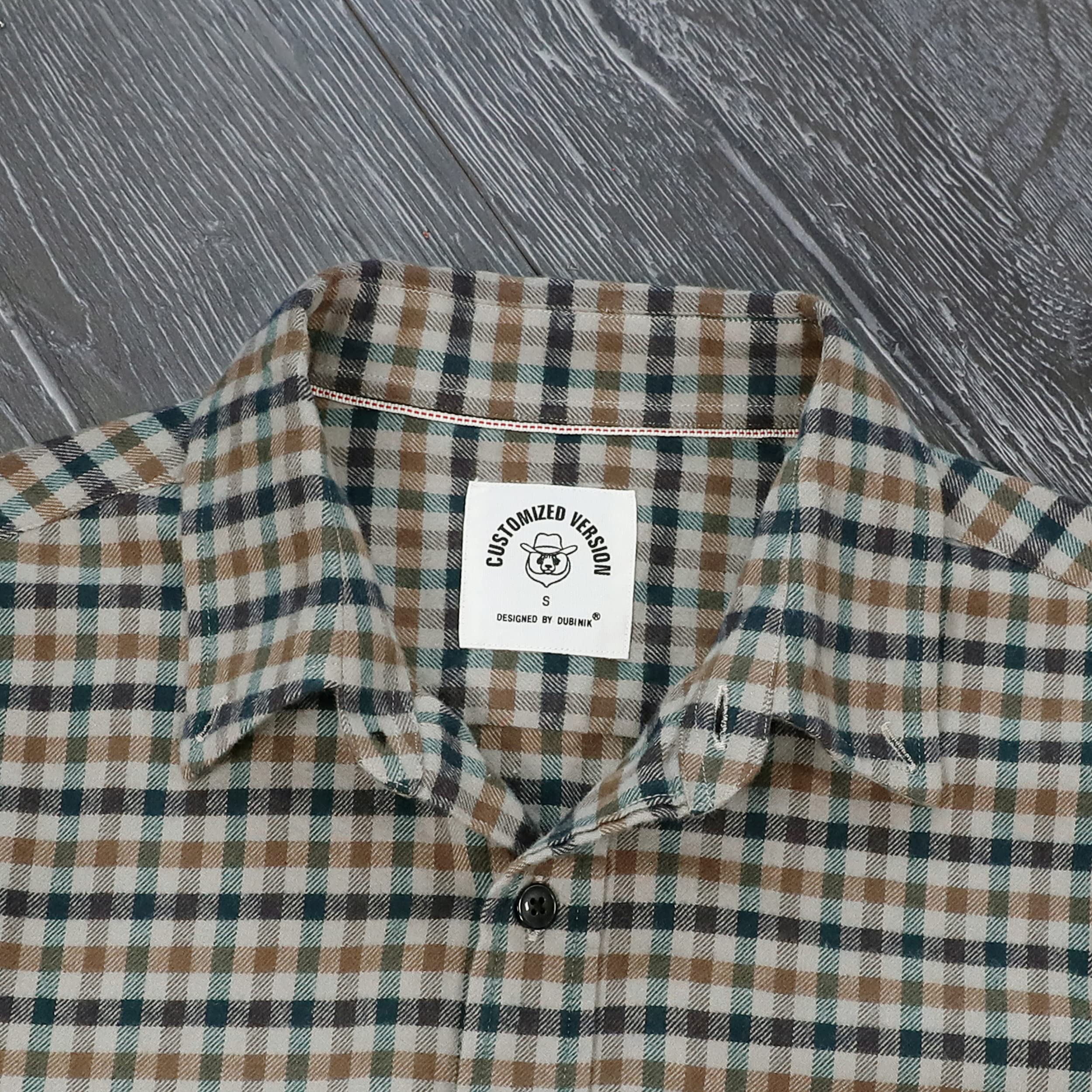 Dubinik® Camicia Flanella Uomo Camicia Quadri Uomo Cotone Casual Button Down Invernale Camicia in Flanella Leggera con Tasche
