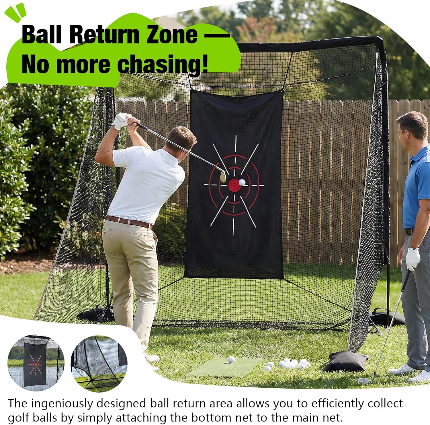 Golf Hitting Net Indoor Chipping Practice Swing Training with Side Barriers & Target Cloth 10x7ft Heavy Duty Netting with Carry Bag for Backyard Outdoor Use