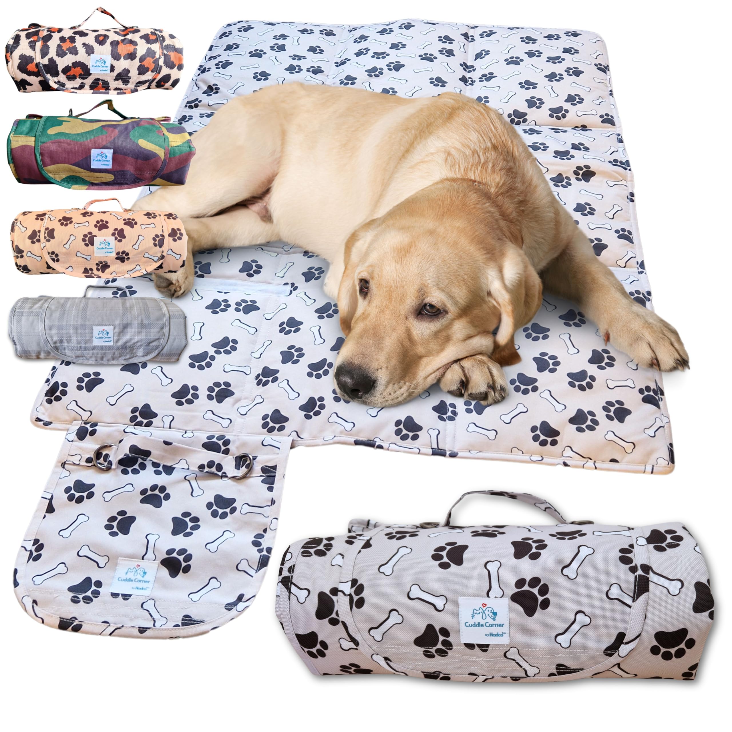 Dog Settle Matte, 100 cm x 70 cm, wasserdichtes Oxford-Gewebe, rutschfest, waschbar, faltbar, mit Tragegriff, Hunde-Reisebett, wasserdichte Hundematte