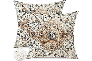 Outdoor Waterproof Pillow Covers 18X18 Inch Set of 2: Boho Style for Your Patio Paradise