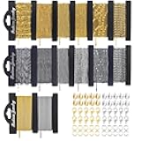 Wisreach 18K Gold & Silver Chain for Jewelry Making, 80 Feet 14 Rolls DIY Bracelet Chains with 200 Jump Rings, 20 Lobster Clasps & 20 Connectors