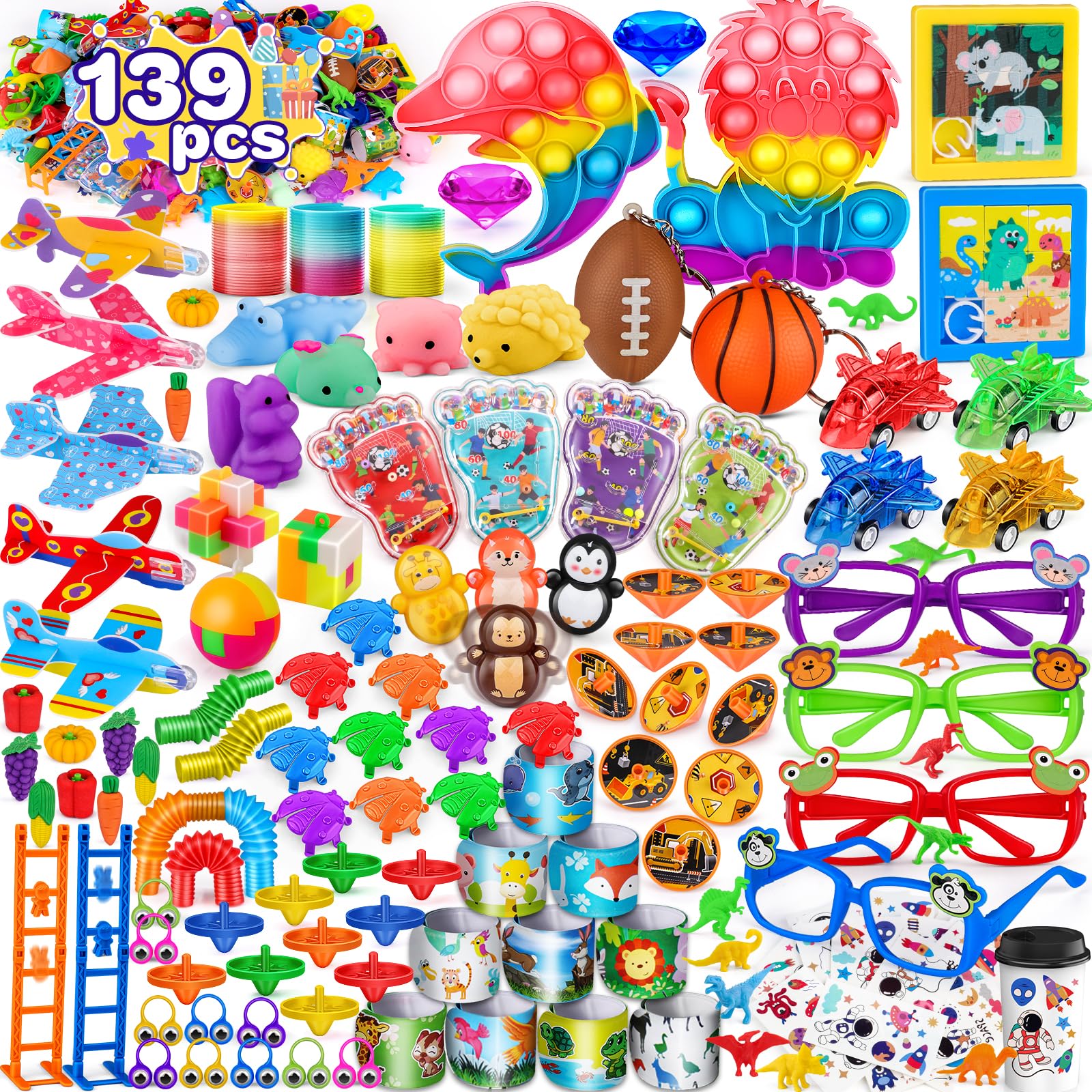 Amy&Benton 139PCS Party Bag Fillers for Kids, Unisex Party Favours Assortment Toys for Boys & Girls, Classroom Prizes Rewards, Birthday Return Gifts, Teacher Prize Box & Goodie Loot Bag Fillers